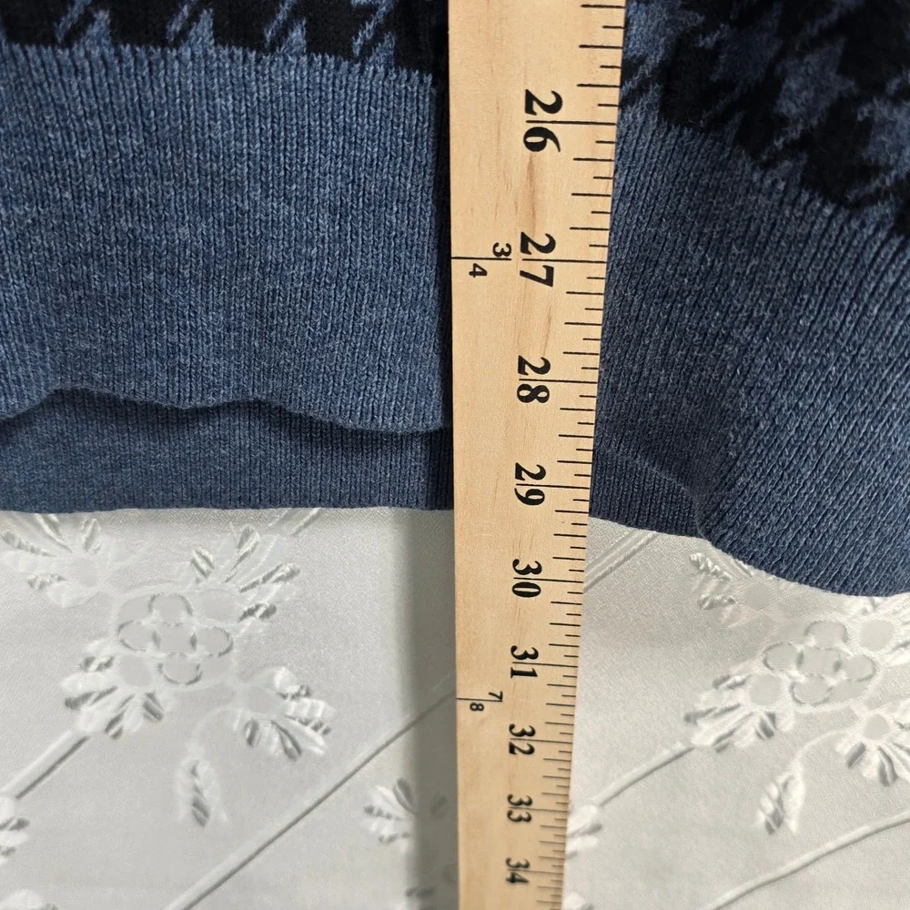 Stafford Signature Men's Sweater Vest Large Houndstooth Pima Cotton Blue Preppy‎